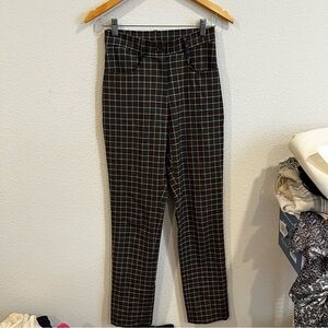 Claudie Pierlot 1T skinny plaid slacks/pants browns and cream